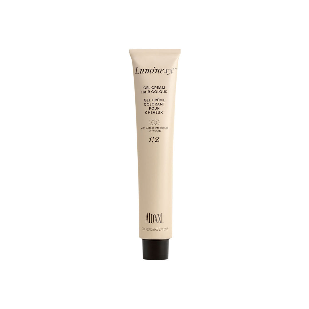 Luminexx gel cream hair color tube on a white background